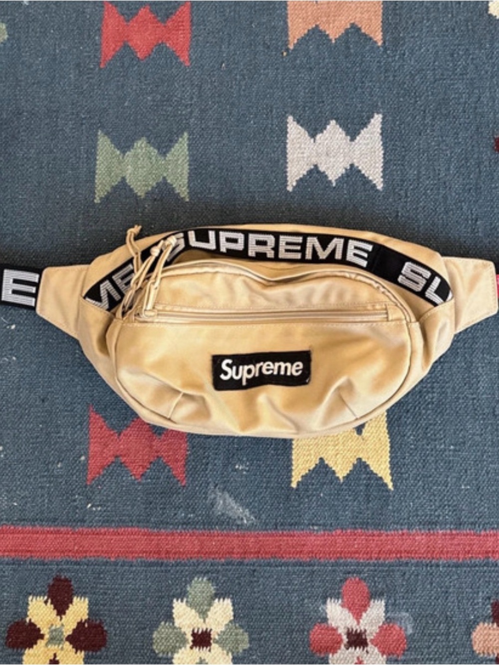 Supreme Men's Tan Waist Bag with Logo Strap